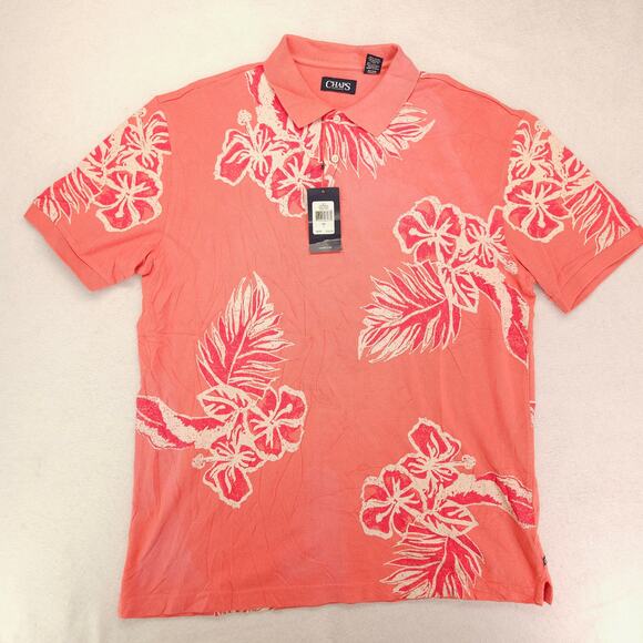 Chaps Casual Short Sleeve Collared Polo Shirt Adult Mens Size Large L Pink - Picture 2 of 10